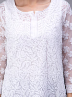 Load image into Gallery viewer, Seva Chikan Hand Embroidered Georgette Lucknowi Chikan Top With Slip