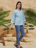 Load image into Gallery viewer, Seva Chikan Hand Embroidered Terivoil Cotton Lucknowi Chikan Top