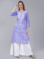 Load image into Gallery viewer, Seva Chikan Hand Embroidered Terivoil Cotton Lucknowi Chikan Kurta