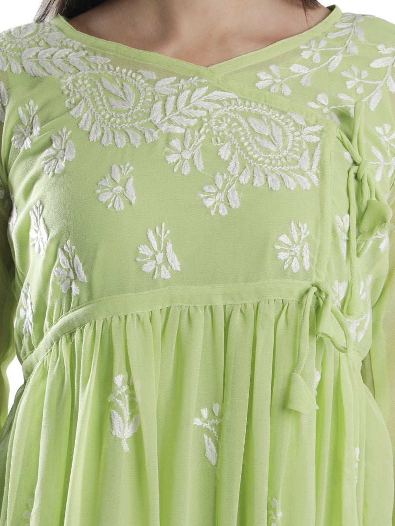 Seva Chikan Hand Embroidered Georgette Lucknowi Chikan Top