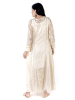 Load image into Gallery viewer, Seva Chikan Hand Embroidered Khaki Cotton Lucknowi Chikankari Anarkali-SCL1768