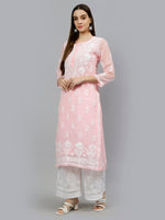 Load image into Gallery viewer, Seva Chikan Hand Embroidered White Georgette Lucknawi Chikankari Palazzo-SCL11020