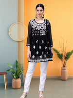 Load image into Gallery viewer, Seva Chikan Hand Embroidered Georgette Lucknowi Chikan Top