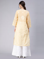 Load image into Gallery viewer, Seva Chikan Hand Embroidered Terivoil Cotton Lucknowi Chikan Kurti