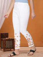 Load image into Gallery viewer, Seva Chikan Hand Embroidered White Cotton Lucknawi Chikankari Trouser-SCL11008