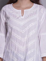 Load image into Gallery viewer, Seva Chikan Hand Embroidered White Cotton Lucknowi Chikan Top-SCL9235