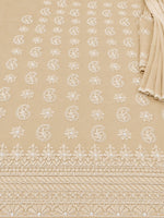 Load image into Gallery viewer, Seva Chikan Hand Embroidered Beige Cotton Lucknowi Chikankari Unstitched Suit Piece-SEV15055