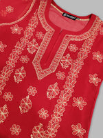 Load image into Gallery viewer, Seva Chikan Hand Embroidered Georgette Lucknowi Chikankari Kurta With Slip