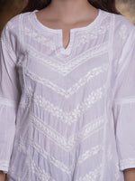 Load image into Gallery viewer, Seva Chikan Hand Embroidered White Cotton Lucknowi Chikan Top-SCL9235