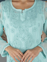 Load image into Gallery viewer, Seva Chikan Hand Embroidered Georgette Lucknowi Chikan Top With Slip