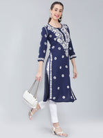 Load image into Gallery viewer, Seva Chikan Hand Embroidered Rayon Lucknowi Chikankari Kurta