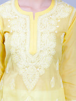 Load image into Gallery viewer, Seva Chikan Hand Embroidered Terivoil Cotton Lucknowi Chikan Kurta