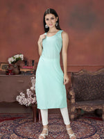 Load image into Gallery viewer, Seva Chikan Hand Embroidered Georgette Lucknowi Chikan Kurti With Slip