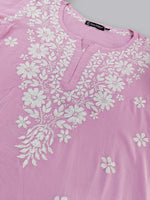 Load image into Gallery viewer, Seva Chikan Hand Embroidered Pink Rayon Lucknowi Chikankari Kurta SCL4709