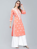 Load image into Gallery viewer, Seva Chikan Hand Embroidered Rayon Lucknowi Chikankari Kurta