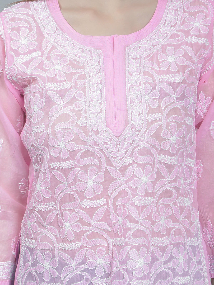 Seva Chikan Hand Embroidered Terivoil Cotton Lucknowi Chikan Top