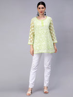 Load image into Gallery viewer, Seva Chikan Hand Embroidered Georgette Lucknowi Chikan Top With Slip