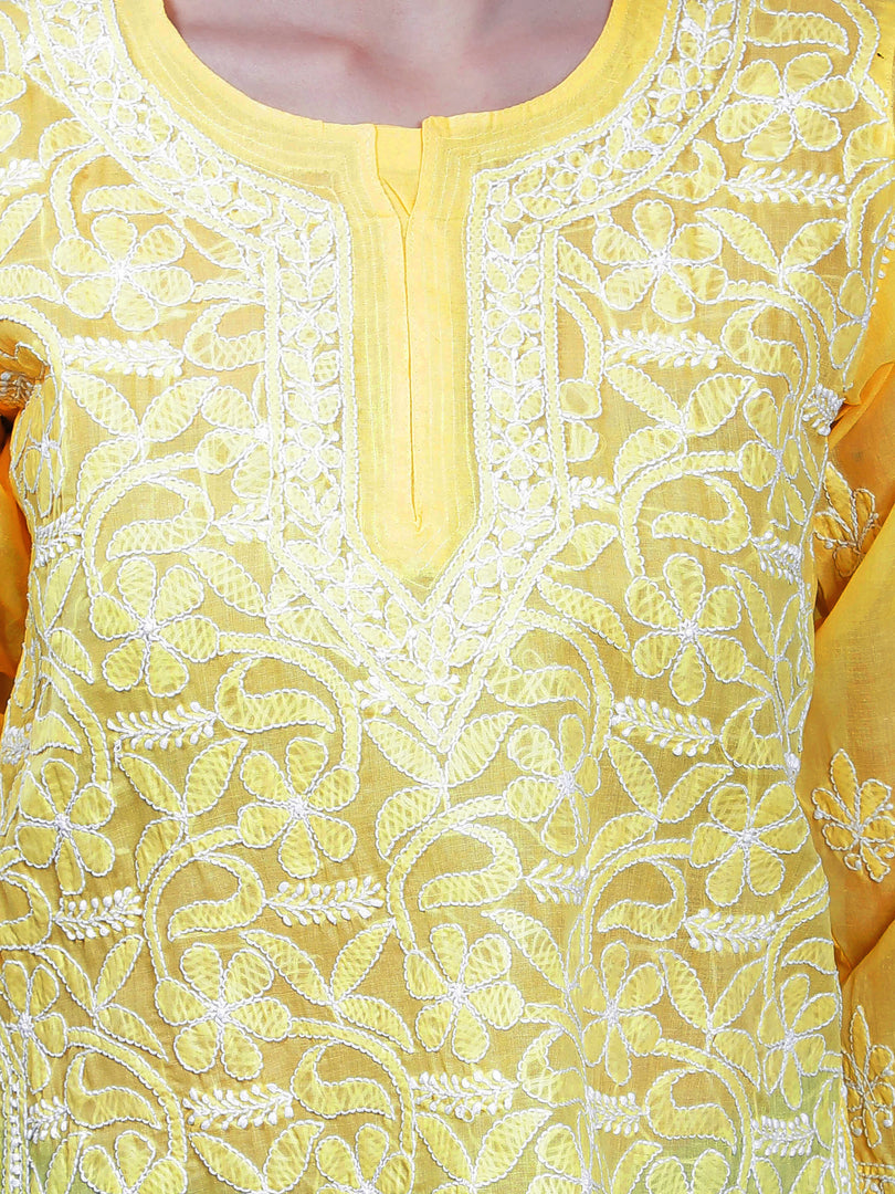 Seva Chikan Hand Embroidered Terivoil Cotton Lucknowi Chikan Top
