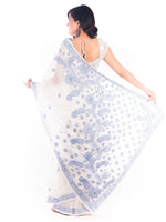 Load image into Gallery viewer, Seva Chikan Hand Embroidered White Kota Lucknowi Saree-SCL1195