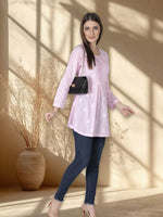 Load image into Gallery viewer, Seva Chikan Hand Embroidered Cotton Lucknowi Chikan Short Top