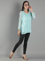 Load image into Gallery viewer, Seva Chikan Hand Embroidered  Georgette Lucknowi Chikan Top With Slip