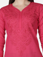 Load image into Gallery viewer, Seva Chikan Hand Embroidered Cotton Lucknowi Chikan Kurti