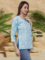 Load image into Gallery viewer, Seva Chikan Hand Embroidered Terivoil Cotton Lucknowi Chikan Top