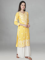 Load image into Gallery viewer, Seva Chikan Hand Embroidered Modal Cotton Lucknowi Chikan Kurti