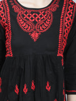 Load image into Gallery viewer, Seva Chikan Hand Embroidered Black Cotton Lucknowi Chikankari Top