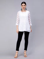 Load image into Gallery viewer, Seva Chikan Hand Embroidered Georgette Lucknowi Chikan Top With Slip