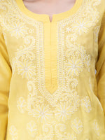 Load image into Gallery viewer, Seva Chikan Hand Embroidered Terivoil Cotton Lucknowi Chikan Kurti