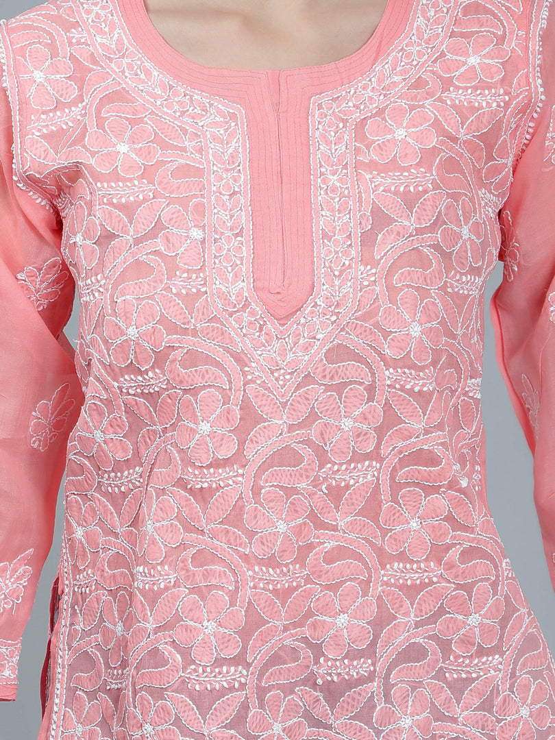 Seva Chikan Hand Embroidered Terivoil Cotton Lucknowi Chikan Top
