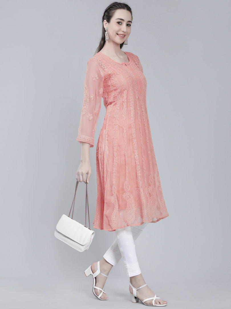 Seva Chikan Hand Embroidered Georgette Lucknowi Chikankari Anarkali