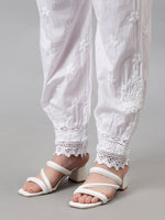 Load image into Gallery viewer, Seva Chikan Hand Embroidered Lucknowi Chikankari White Cotton Afghani Salwar SCL11031