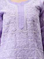 Load image into Gallery viewer, Seva Chikan Hand Embroidered Terivoil Cotton Lucknowi Chikankari Kurta