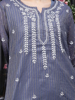 Load image into Gallery viewer, Seva Chikan Hand Embroidered Chanderi Lucknowi Chikan Top With Slip