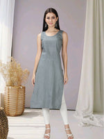 Load image into Gallery viewer, Seva Chikan Hand Embroidered Georgette Lucknowi Chikan Kurti With Slip