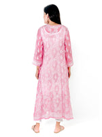 Load image into Gallery viewer, Seva Chikan Hand Embroidered Pink Georgette Lucknowi Chikankari Anarkali-SCL1288
