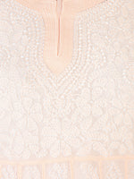 Load image into Gallery viewer, Seva Chikan Hand Embroidered Light Peach Georgette Lucknowi Chikankari Anarkali-SCL1254