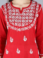 Load image into Gallery viewer, Seva Chikan Hand Embroidered Cotton Lucknowi Chikan Kurti