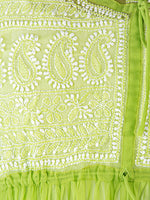 Load image into Gallery viewer, Seva Chikan Hand Embroidered Light Green Georgette Lucknowi Chikankari Anarkali-SCL1352
