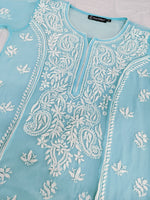 Load image into Gallery viewer, Seva Chikan Hand Embroidered Georgette Lucknowi Chikankari Kurta With Slip