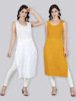 Load image into Gallery viewer, Seva Chikan Cotton Long Slips Combo of White (Pack of 2)