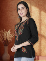 Load image into Gallery viewer, Seva Chikan Hand Embroidered Cotton Lucknowi Chikan Short Top