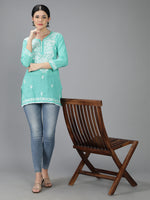 Load image into Gallery viewer, Seva Chikan Hand Embroidered Cotton Lucknowi Chikan Top