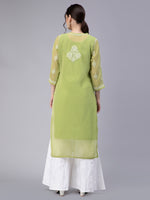 Load image into Gallery viewer, Seva Chikan Hand Embroidered Georgette Chikankari Kurta With Matching Slip
