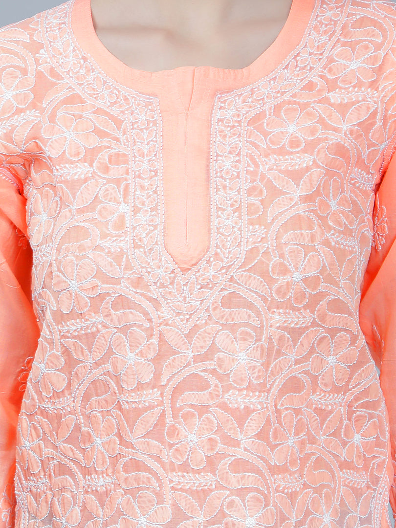 Seva Chikan Hand Embroidered Terivoil Cotton Lucknowi Chikan Top