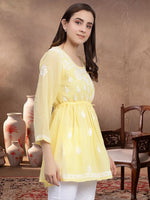 Load image into Gallery viewer, Seva Chikan Hand Embroidered Georgette Lucknowi Chikankari Top With Slip