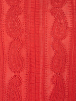 Load image into Gallery viewer, Seva Chikan Hand Embroidered Red Cotton Lucknowi Chikankari Anarkali-SCL1355