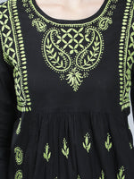 Load image into Gallery viewer, Seva Chikan Hand Embroidered Black Cotton Lucknowi Chikankari Top